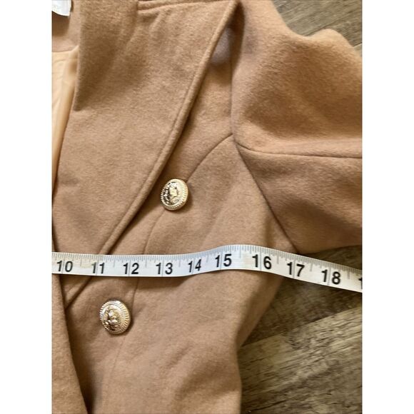 Mohoyn Trench Coat, Tan Size Medium New Gold Buttons - Picture 7 of 8